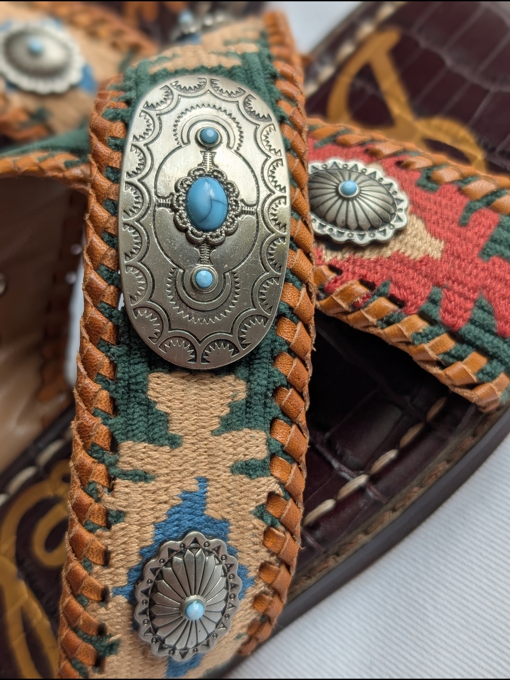 Sam Edelman Hagen Boho Western Criss Cross Slide Sandals Size 7 - Picture 4 of 9